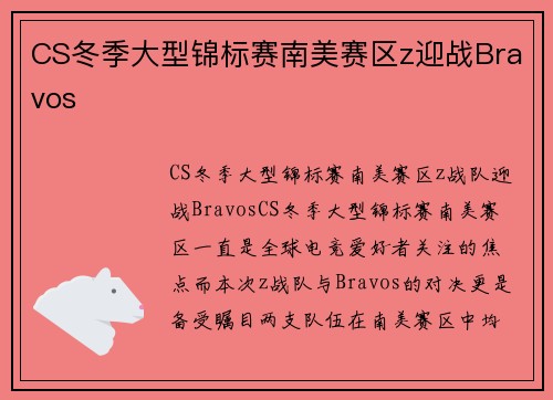 CS冬季大型锦标赛南美赛区z迎战Bravos